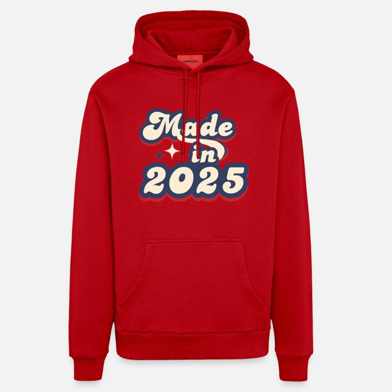 Made in 2025 retro - Sweat à capuche bio décontracté fabriqué en UE - rouge