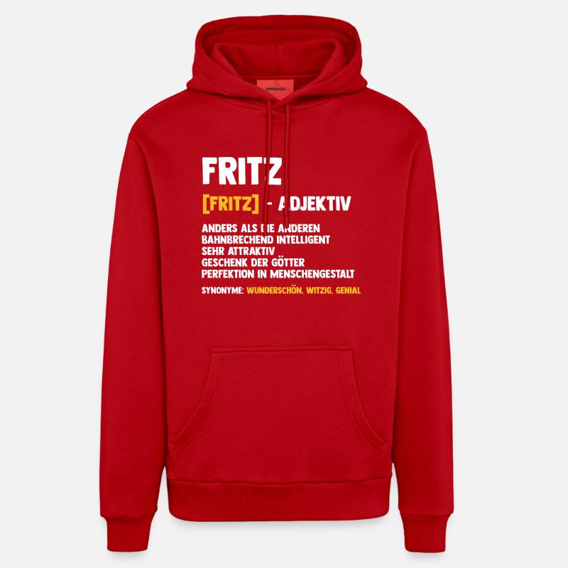 Fritz - Sweat à capuche bio décontracté fabriqué en UE - rouge