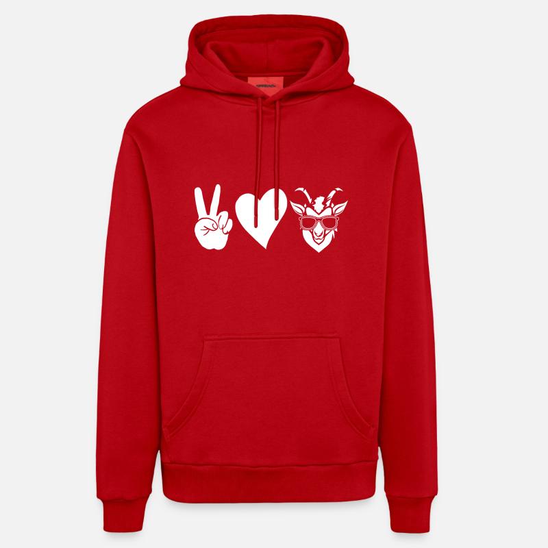 Chèvres - Sweat à capuche bio décontracté fabriqué en UE - rouge
