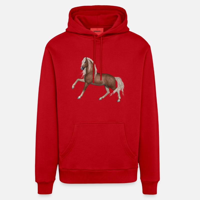 Cheval - Sweat à capuche bio décontracté fabriqué en UE - rouge