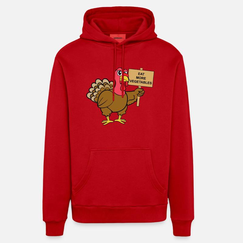 Turquie de dinde de Thanksgiving - Sweat à capuche bio décontracté fabriqué en UE - rouge