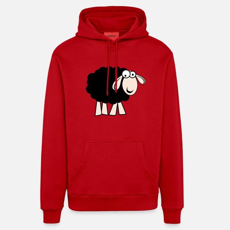Mouton noir - Sweat à capuche bio décontracté fabriqué en UE - rouge