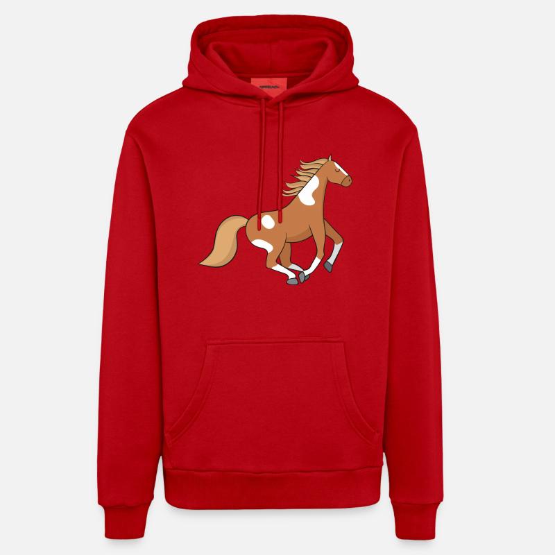 Cheval - Sweat à capuche bio décontracté fabriqué en UE - rouge