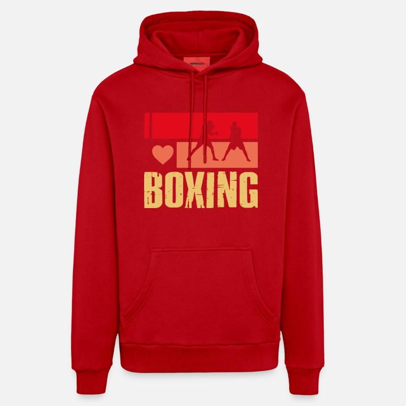 J’aime la boxe - Sweat à capuche bio décontracté fabriqué en UE - rouge