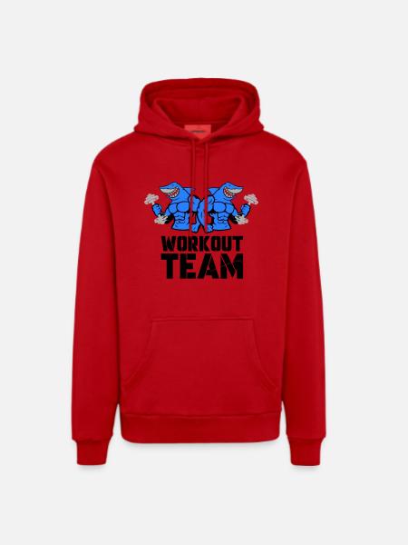 Shark Hai Bodybuilding Workout - Organic Relaxed Hoodie Made in EU - red