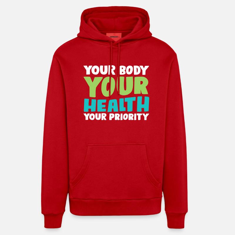 Votre corps - Sweat à capuche bio décontracté fabriqué en UE - rouge
