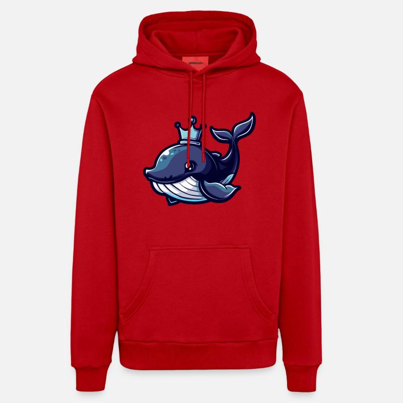 Baleine Bande Dessinée Couronne - Sweat à capuche bio décontracté fabriqué en UE - rouge