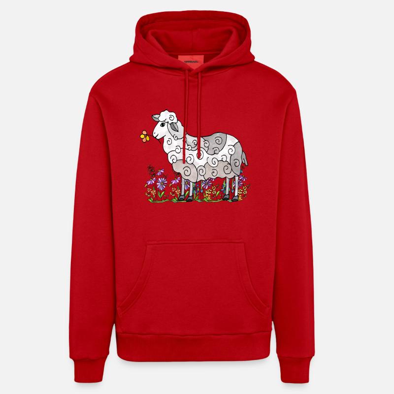 Mouton - Sweat à capuche bio décontracté fabriqué en UE - rouge