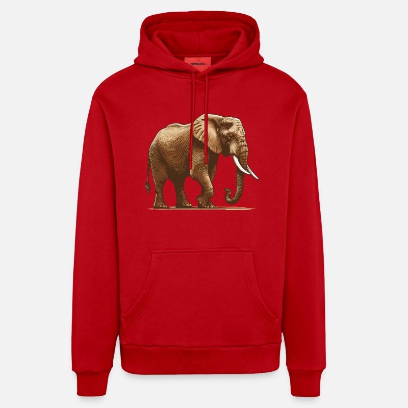 Éléphant - Sweat à capuche bio décontracté fabriqué en UE - rouge
