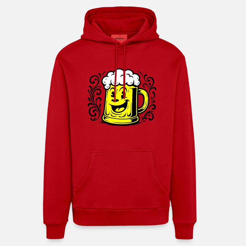 Bière Drôle Bande Dessinée - Sweat à capuche bio décontracté fabriqué en UE - rouge