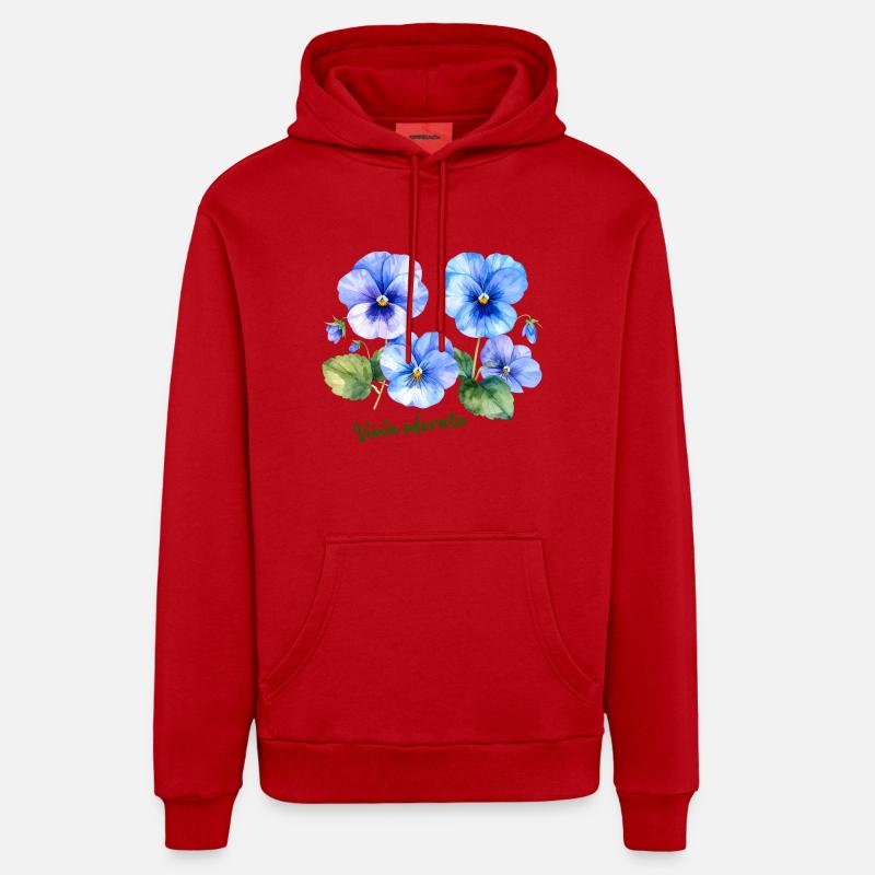 Viola odorata - illustration botanique - Sweat à capuche bio décontracté fabriqué en UE - rouge