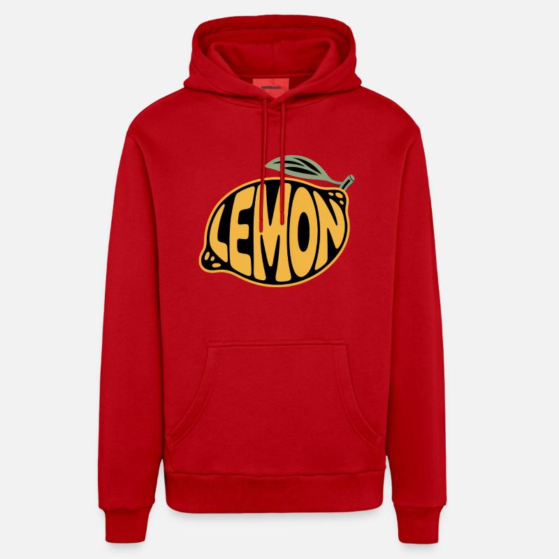 Citron - Logo Cool Fruit - Sweat à capuche bio décontracté fabriqué en UE - rouge
