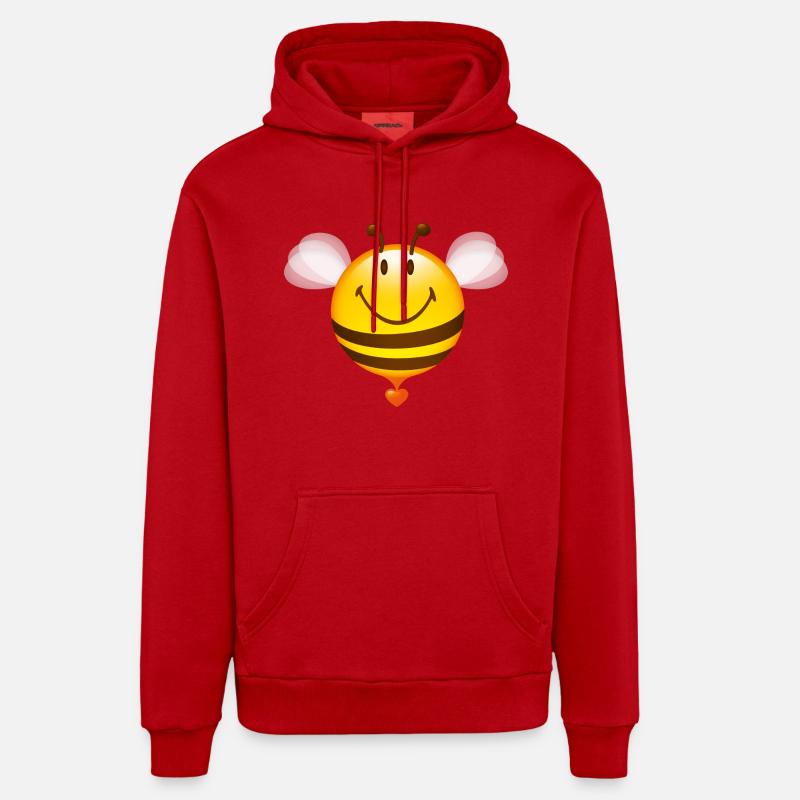 Smiley Bee - Sweat à capuche bio décontracté fabriqué en UE - rouge
