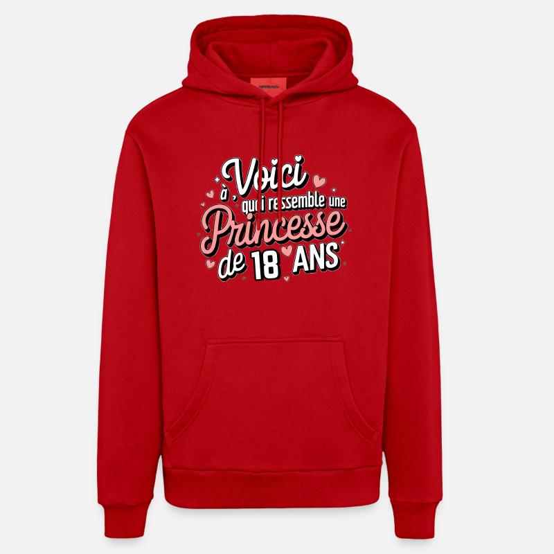 Princesse de 18 Ans - Sweat à capuche bio décontracté fabriqué en UE - rouge