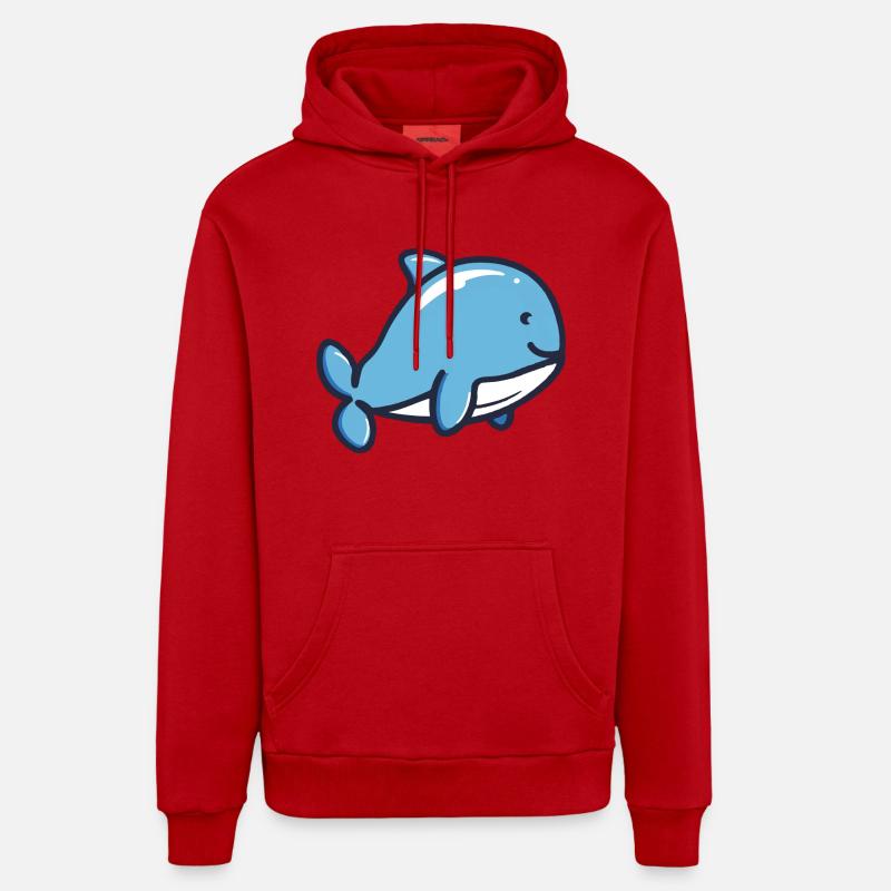 Bébé baleine - Sweat à capuche bio décontracté fabriqué en UE - rouge