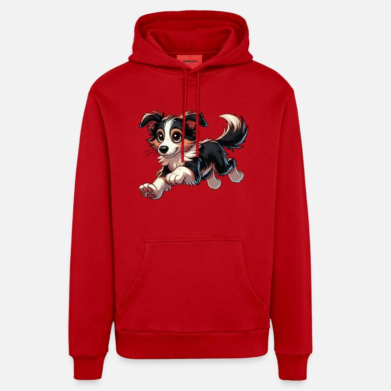 Border Collie bwr - Sweat à capuche bio décontracté fabriqué en UE - rouge