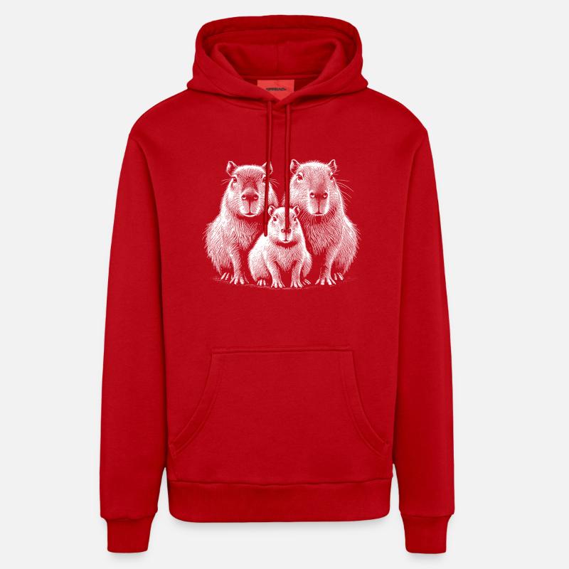 Capybara - Sweat à capuche bio décontracté fabriqué en UE - rouge