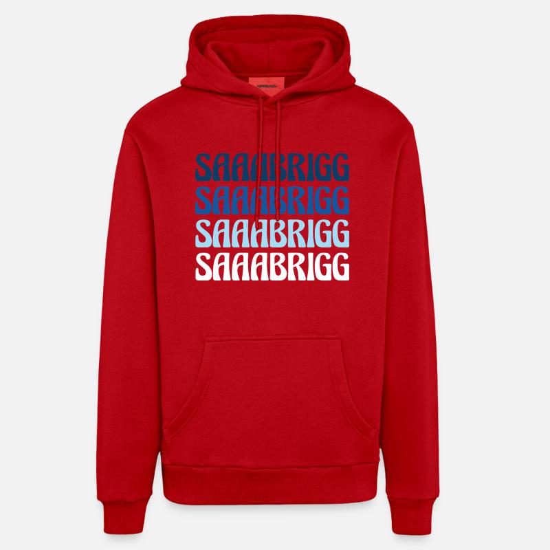 Saaabrigg Saarbrücken Dialecte Cadeau - Sweat à capuche bio décontracté fabriqué en UE - rouge