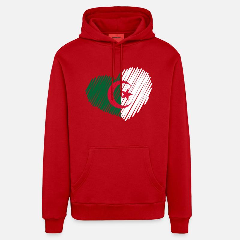 coeur Algérie drapeau - Sweat à capuche bio décontracté fabriqué en UE - rouge