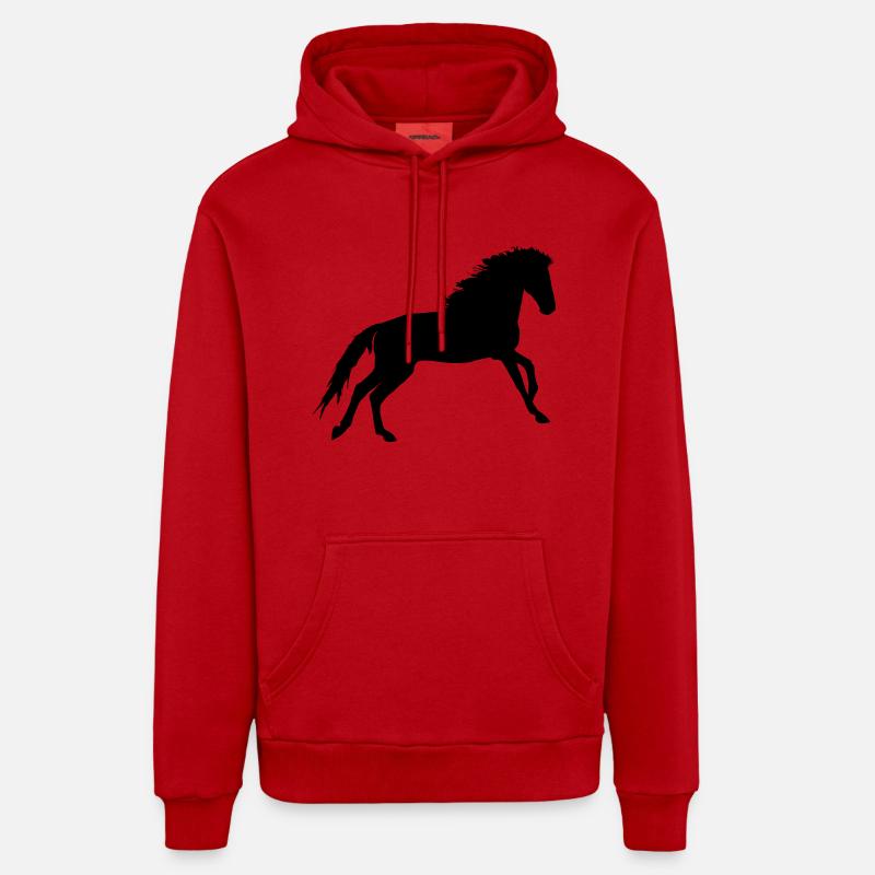 Cheval - Sweat à capuche bio décontracté fabriqué en UE - rouge