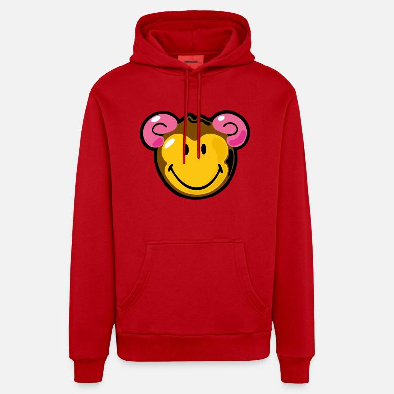Smiley Monkey - Sweat à capuche bio décontracté fabriqué en UE - rouge