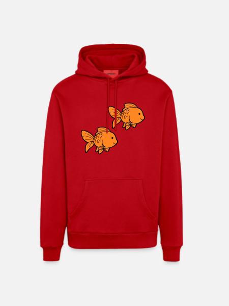 Fish Goldfish - Organic Relaxed Hoodie Made in EU - red