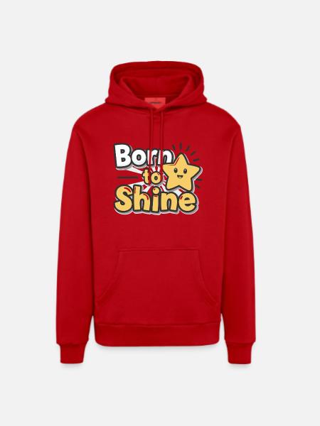 Né pour briller – Strahlender Stern - Sweat à capuche bio décontracté fabriqué en UE - rouge