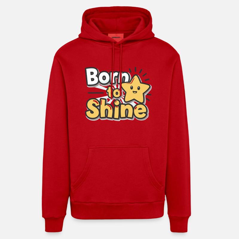 Né pour briller – Strahlender Stern - Sweat à capuche bio décontracté fabriqué en UE - rouge