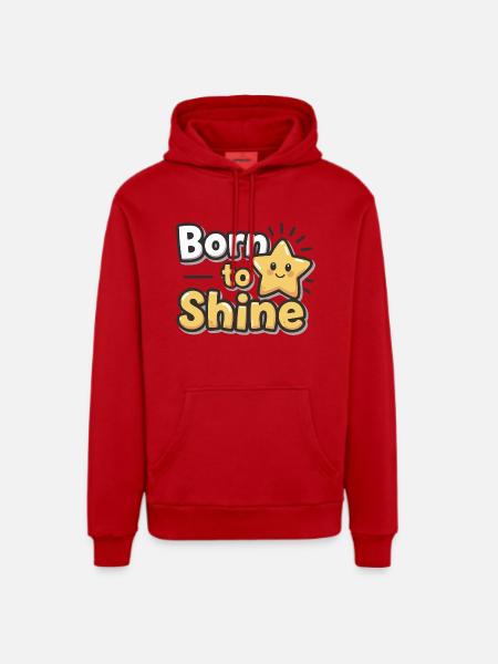 Né pour briller – Strahlender Stern - Sweat à capuche bio décontracté fabriqué en UE - rouge