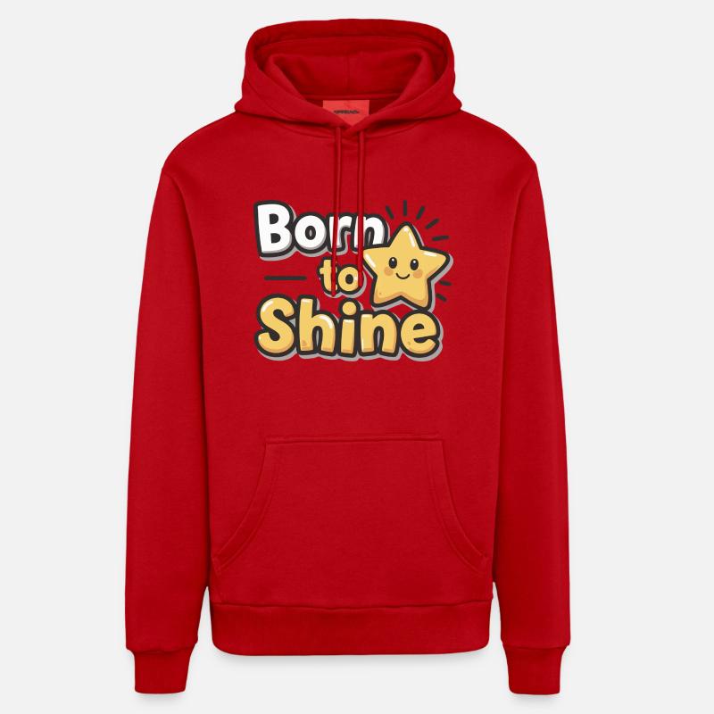Né pour briller – Strahlender Stern - Sweat à capuche bio décontracté fabriqué en UE - rouge