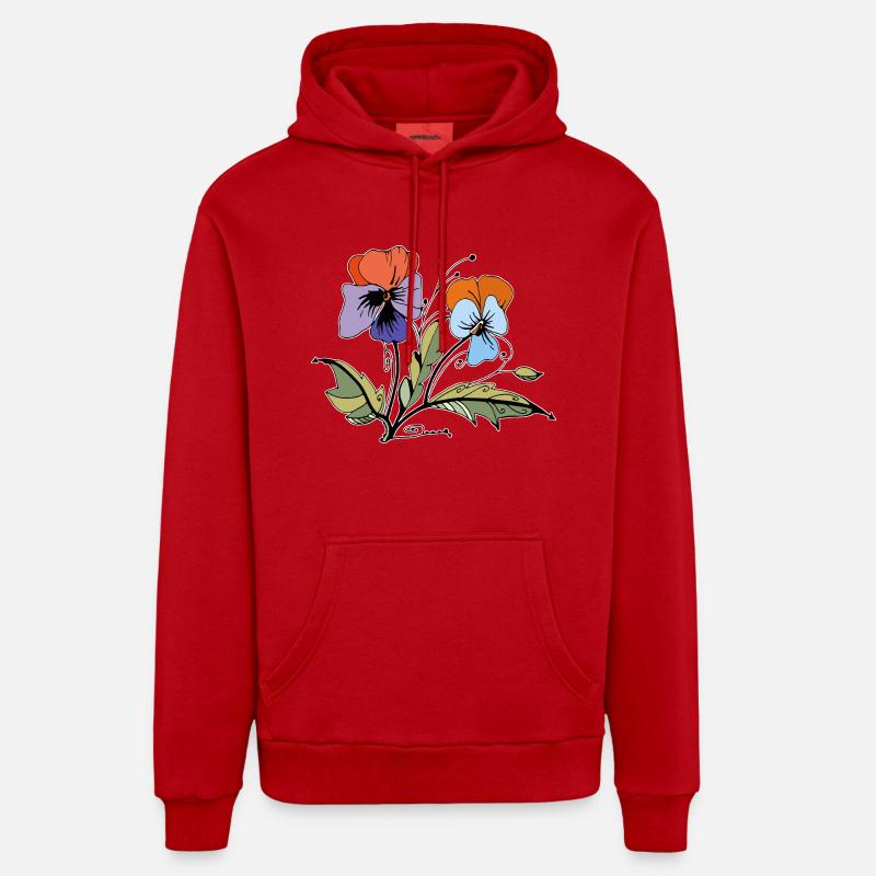 Fleur - Sweat à capuche bio décontracté fabriqué en UE - rouge