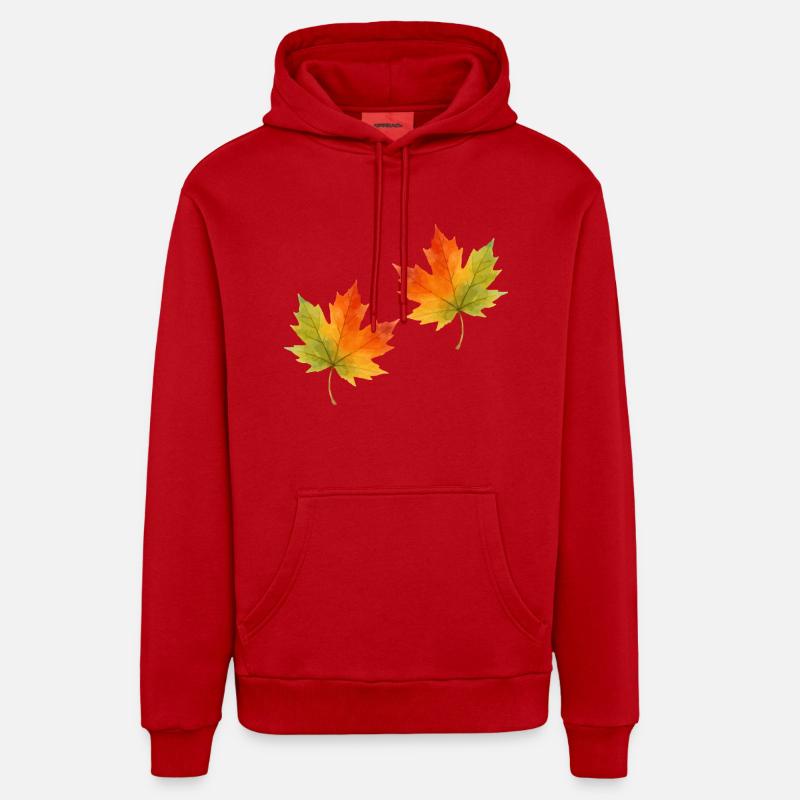 Feuille d’érable Feuille Aquarelle 2 - Sweat à capuche bio décontracté fabriqué en UE - rouge
