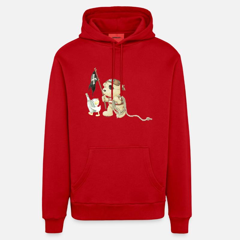 PP_Pirat_02 - Sweat à capuche bio décontracté fabriqué en UE - rouge