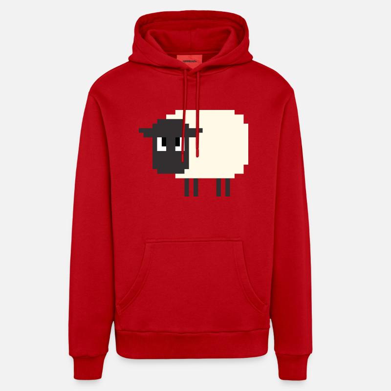 Mouton 8 bits - Sweat à capuche bio décontracté fabriqué en UE - rouge