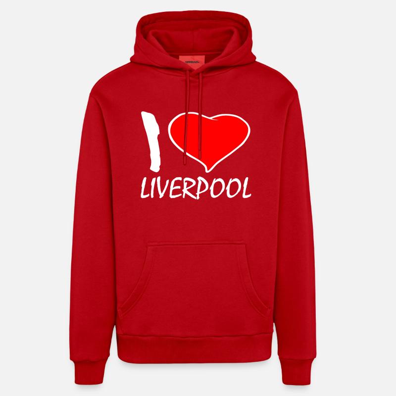 I LOVE LIVERPOOL - Sweat à capuche bio décontracté fabriqué en UE - rouge