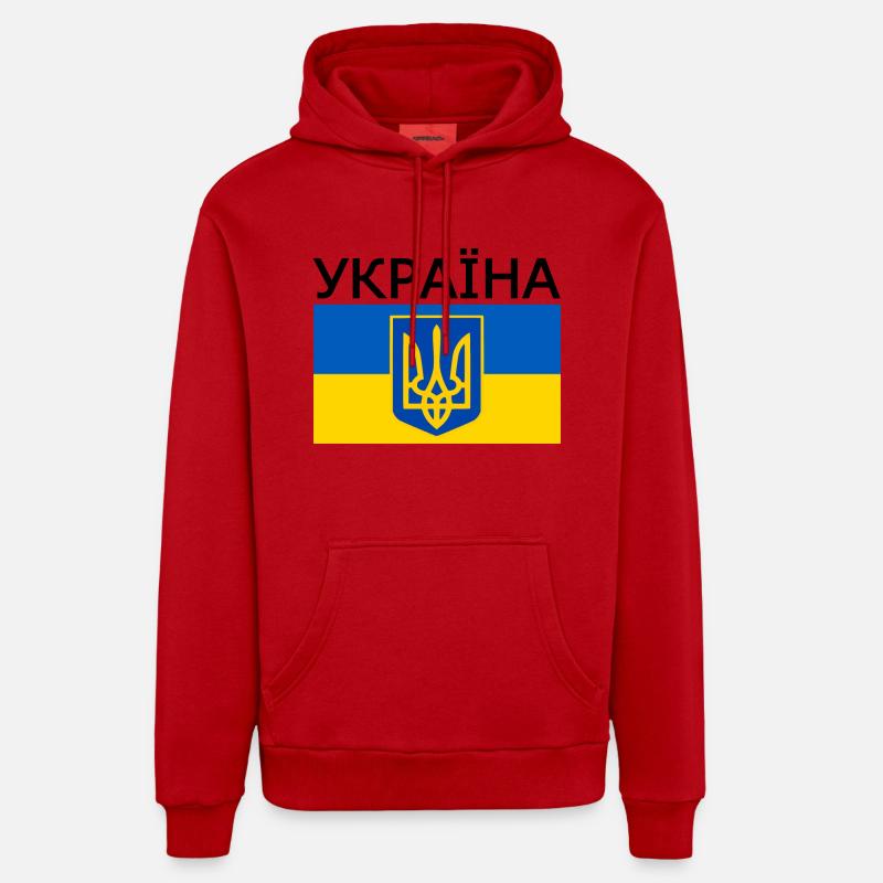 Ukraine - Sweat à capuche bio décontracté fabriqué en UE - rouge