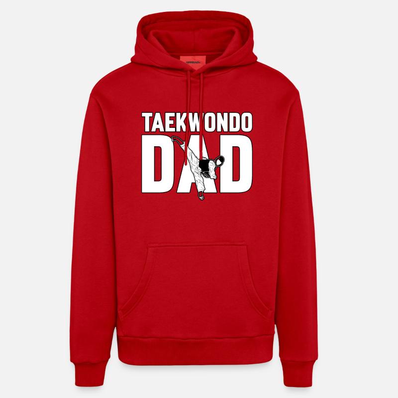 Taekwondo Papa - Sweat à capuche bio décontracté fabriqué en UE - rouge