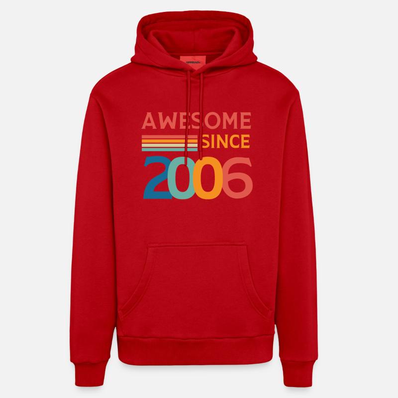 Awesome since 2006 - Sweat à capuche bio décontracté fabriqué en UE - rouge