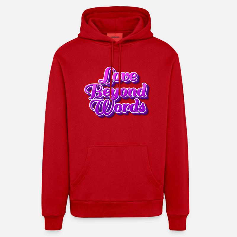 L’amour au-delà des mots - Sweat à capuche bio décontracté fabriqué en UE - rouge