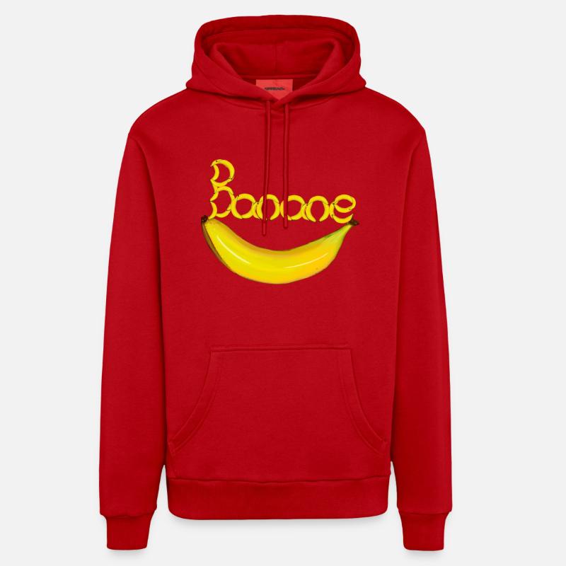 Banane Banane Fruit Fruits - Sweat à capuche bio décontracté fabriqué en UE - rouge