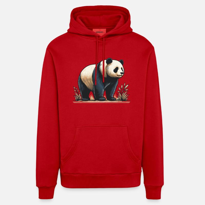 Panda - Sweat à capuche bio décontracté fabriqué en UE - rouge