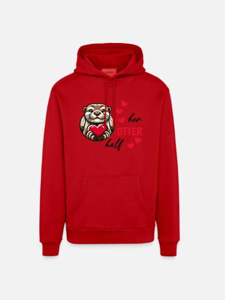 Otter Half Love Gift - Organic Relaxed Hoodie Made in EU - red