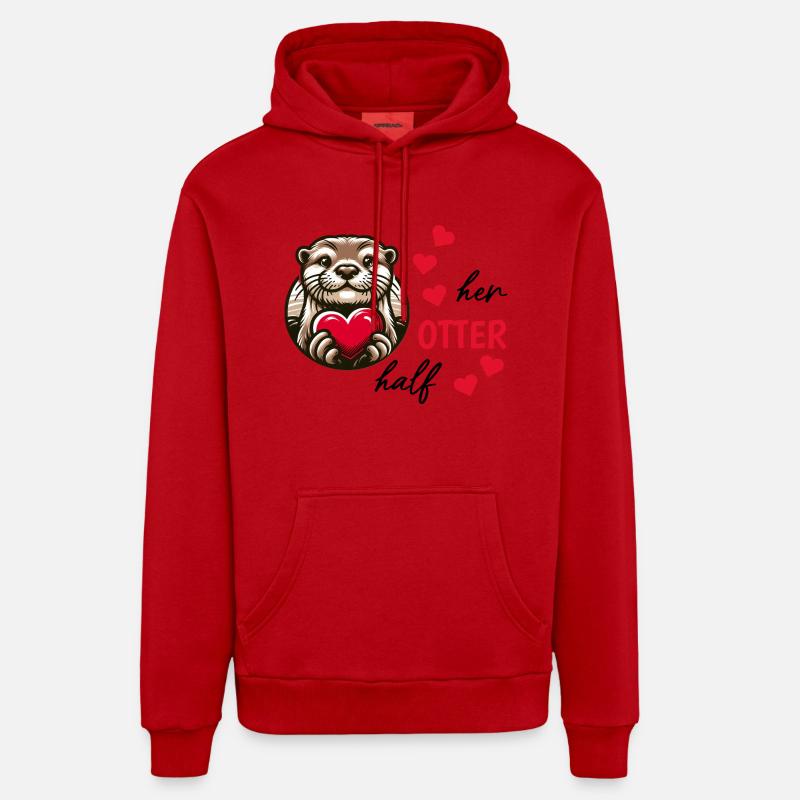 Loutre demi-amour cadeau - Sweat à capuche bio décontracté fabriqué en UE - rouge