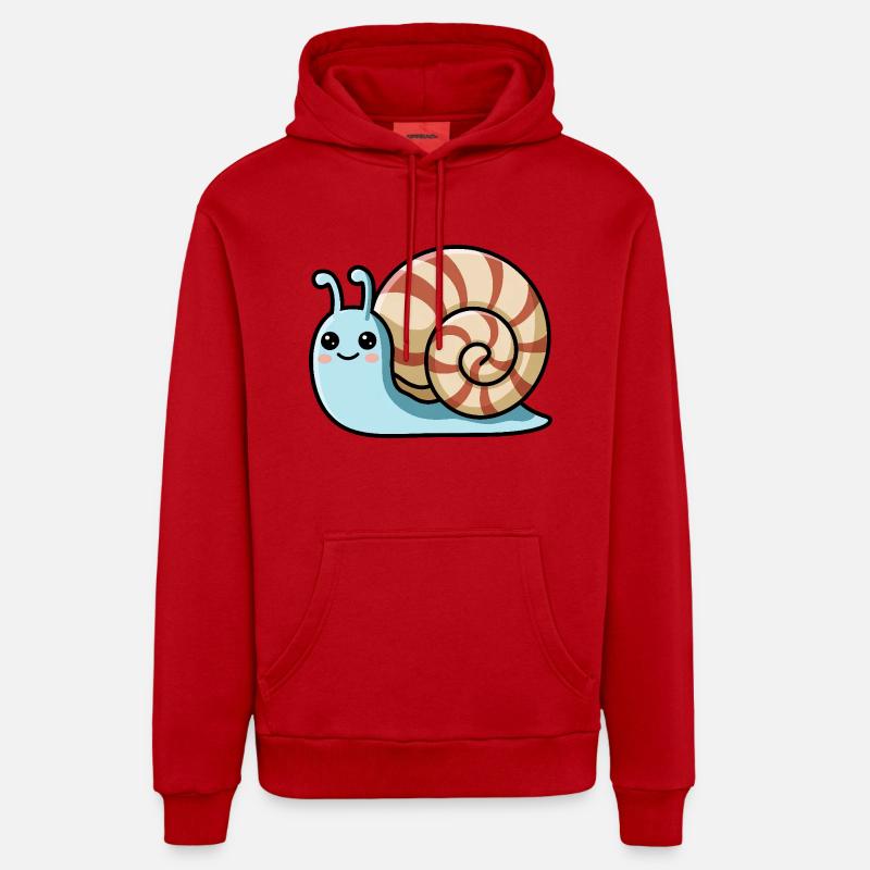 Escargot mignon Kawaii - Sweat à capuche bio décontracté fabriqué en UE - rouge