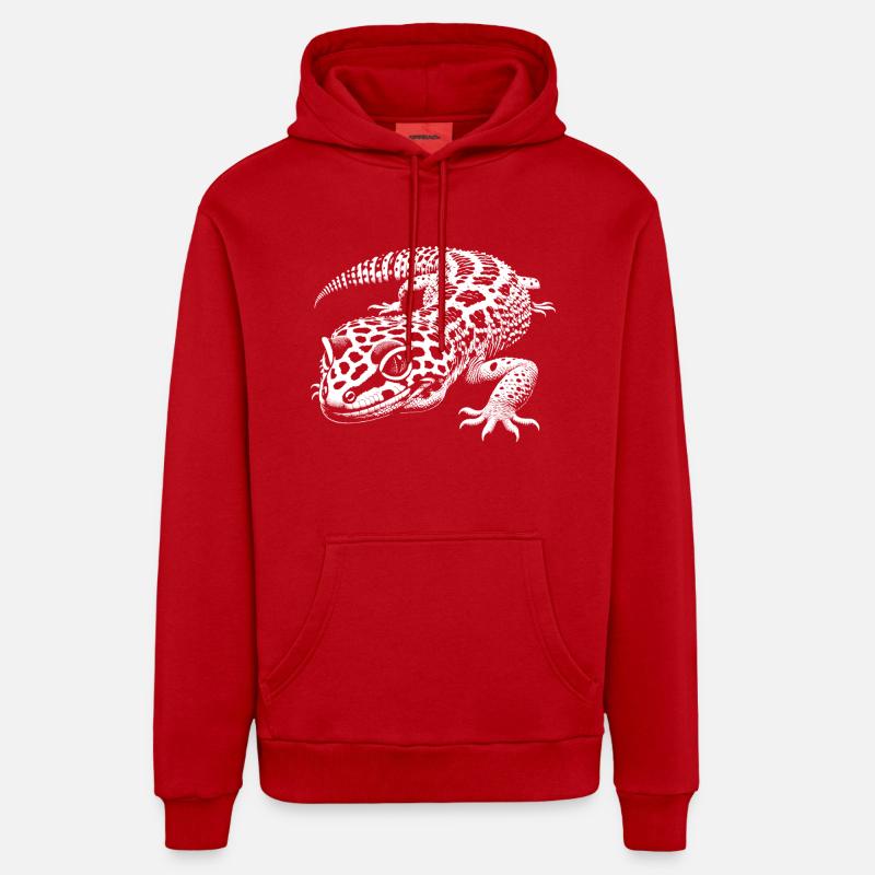 Gecko léopard - Sweat à capuche bio décontracté fabriqué en UE - rouge