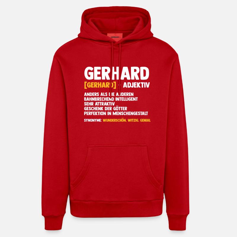 Gerhard - Sweat à capuche bio décontracté fabriqué en UE - rouge
