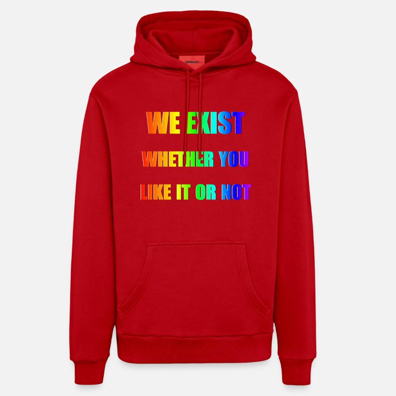 We Exist - Rainbow Gradient - Organic Relaxed Hoodie Made in EU - red