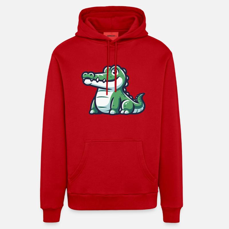 Crocodile amical d’une aventure tropicale - Sweat à capuche bio décontracté fabriqué en UE - rouge