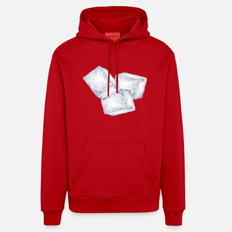 Trois glaçons - Sweat à capuche bio décontracté fabriqué en UE - rouge