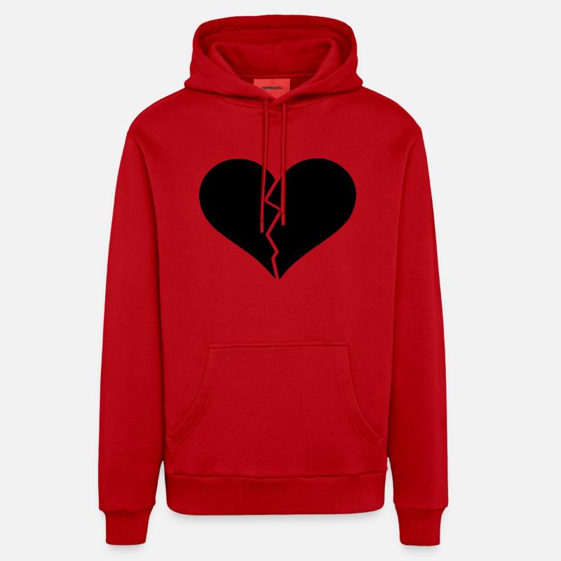 Cœur brisé conception cœur brisé - Sweat à capuche bio décontracté fabriqué en UE - rouge